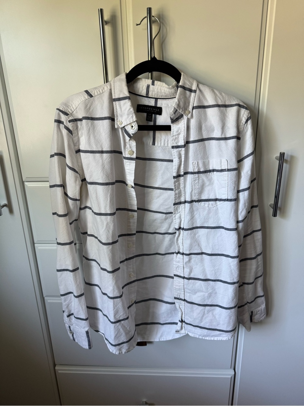Aeropostale White Shirt with Navy Stripes
